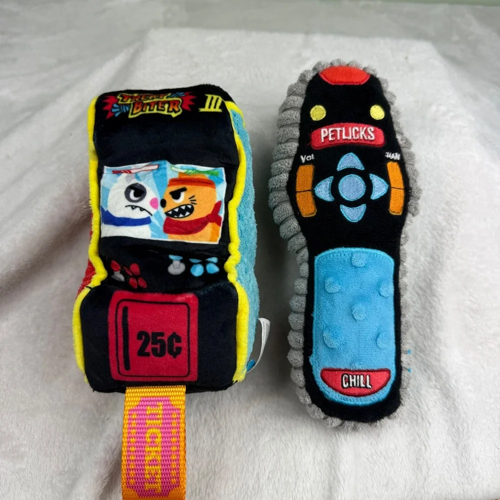 BARK Dog Toy Lot 7pc Plush Squeaker Pizza Ramen Arcade Wizard Remote Turnip